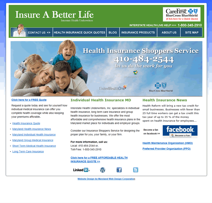 Healthcare web design example in Baltimore by Maryland Web Design