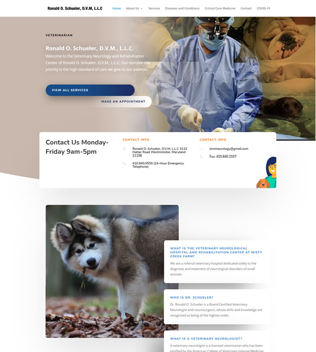 Veterinarian website design example by Maryland Web Design
