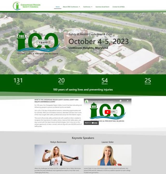 Conference website design example by Maryland Web Design