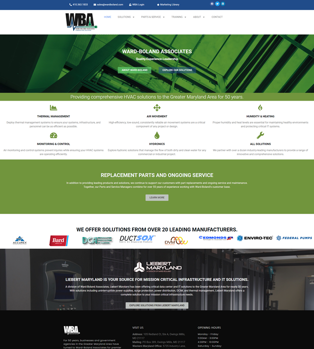 HVAC company website design example by Maryland Web Design