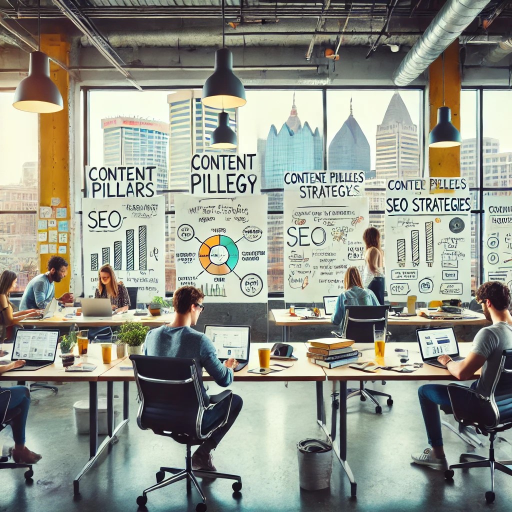 Creative content marketing planning and strategy illustration