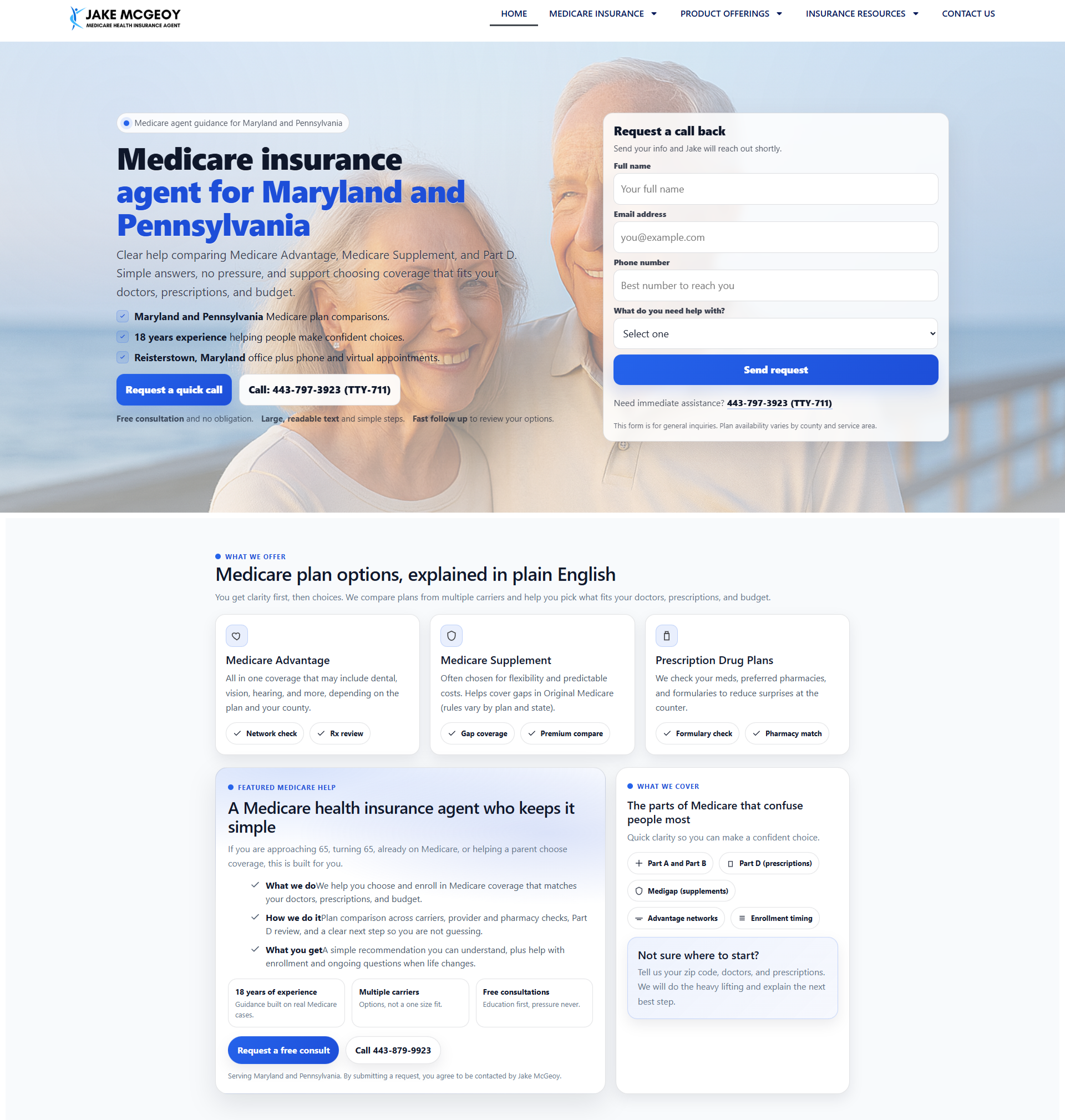 Medicare health insurance agent website case study by Maryland Web Design