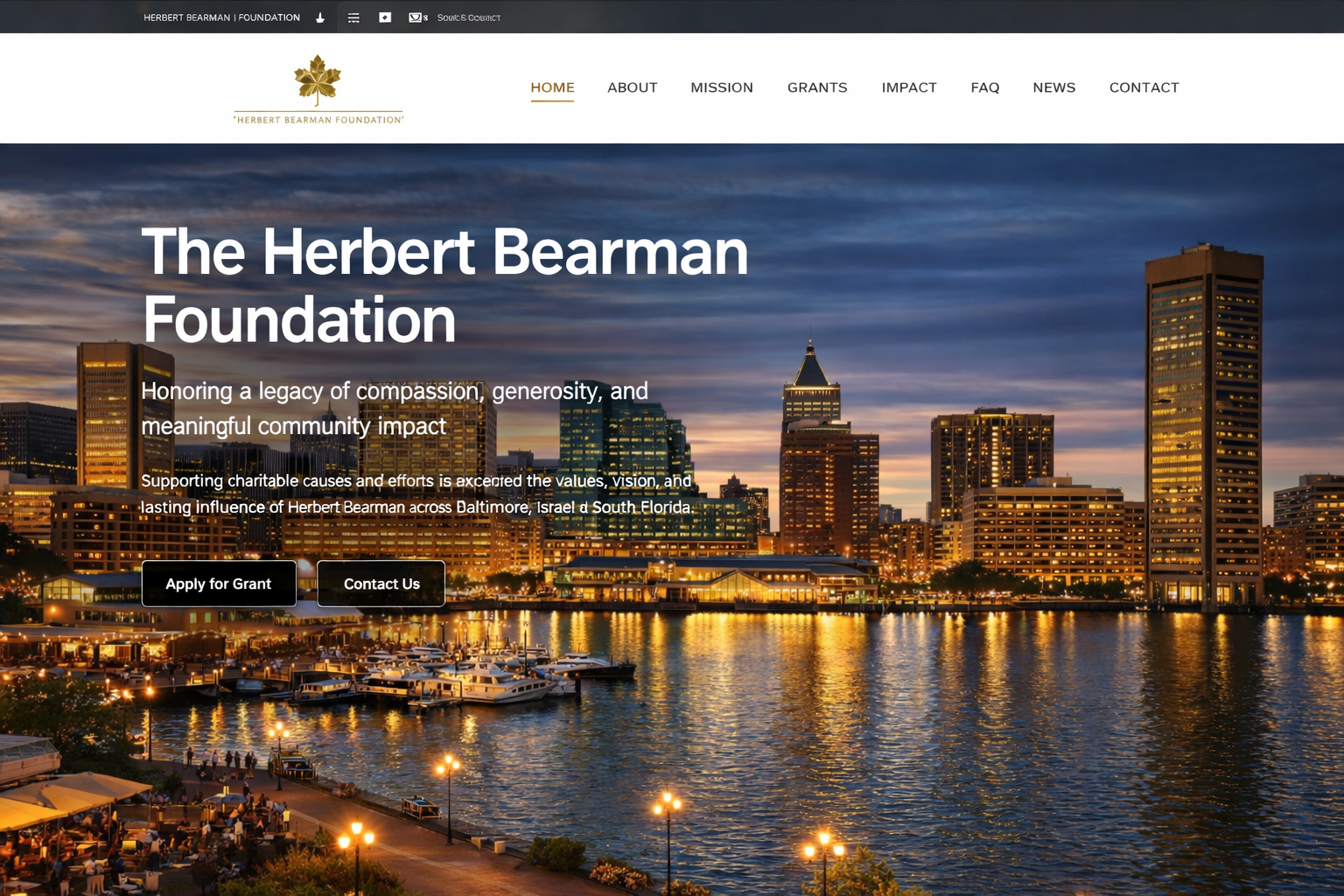 Nonprofit web design case study for The Herbert Bearman Foundation by Maryland Web Design