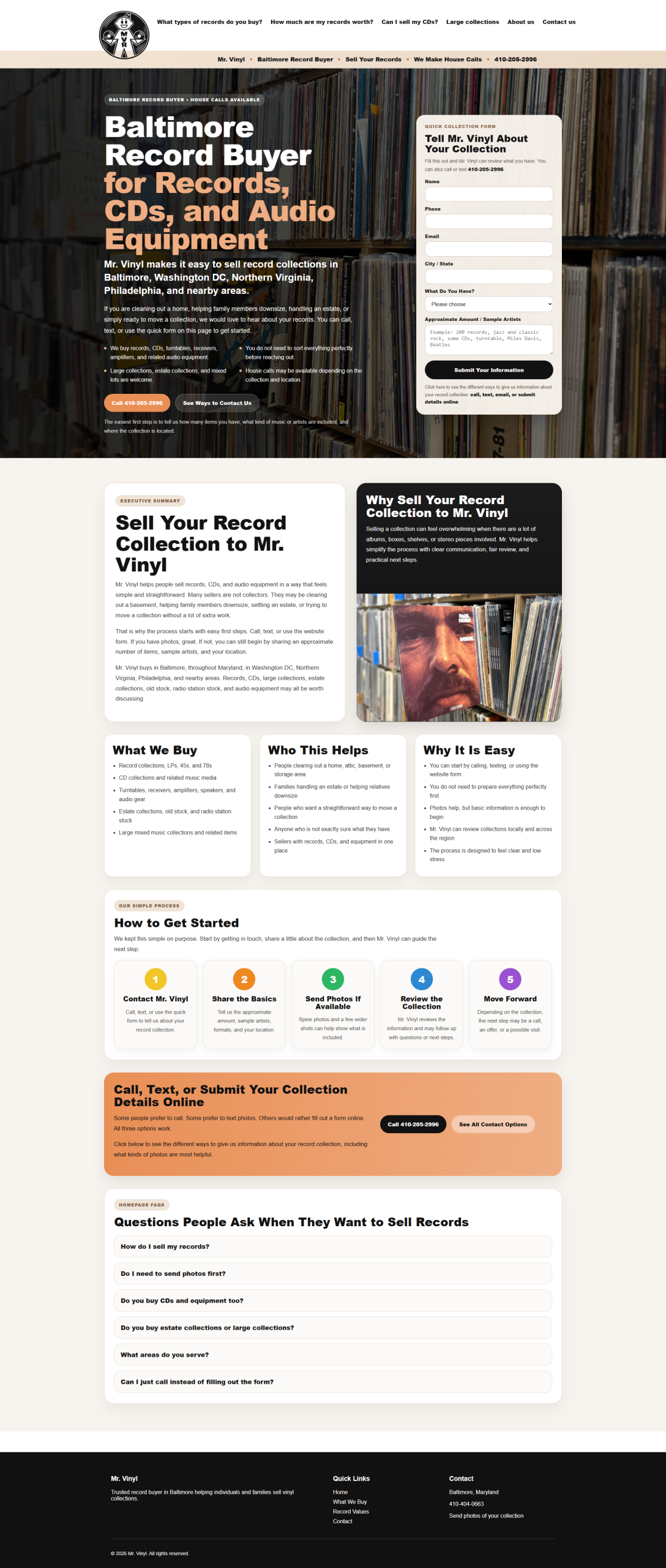 Mr. Vinyl Baltimore website redesign case study by Maryland Web Design