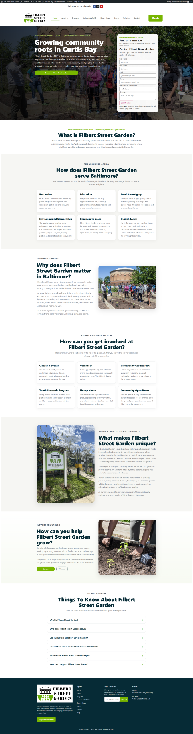 Baltimore nonprofit web design case study for Filbert Street Garden by Maryland Web Design