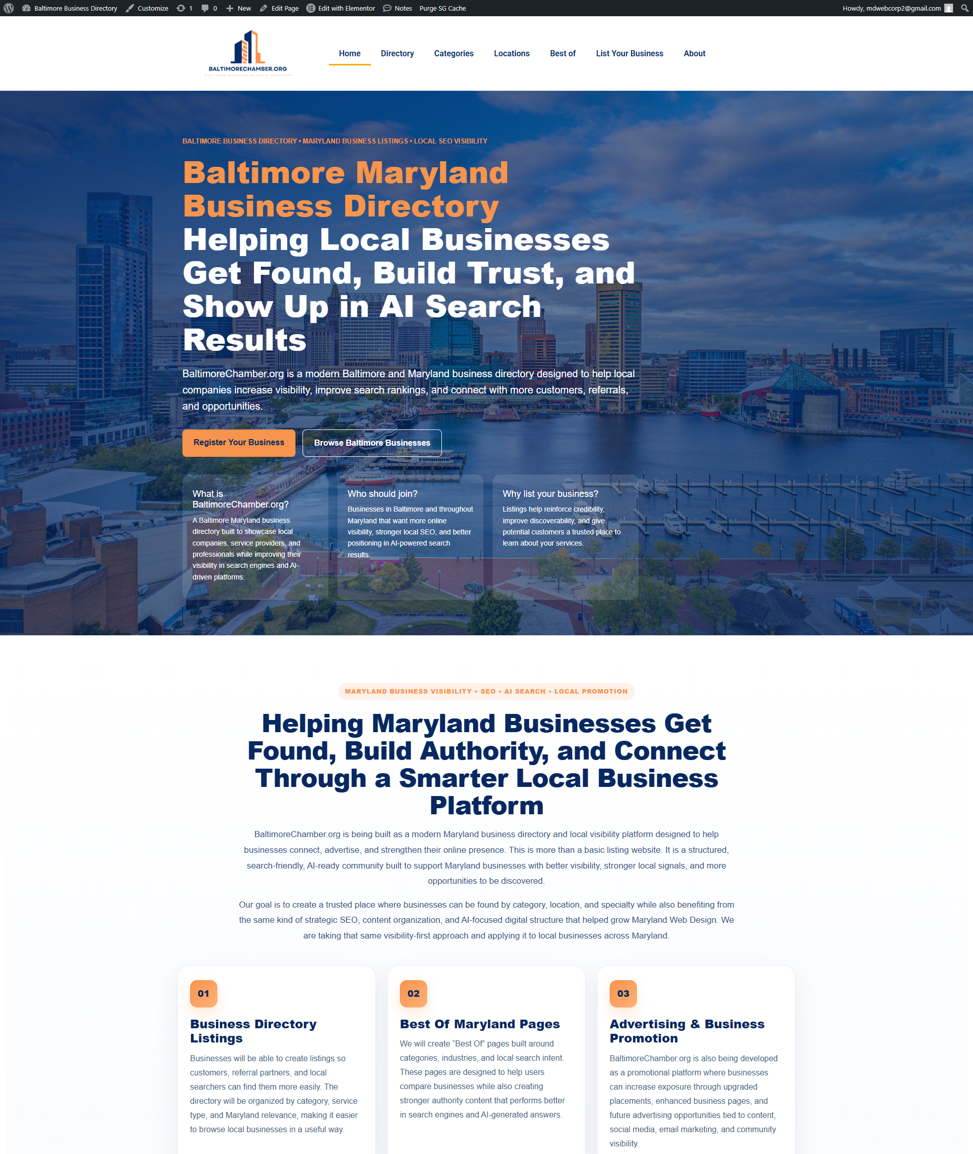 Baltimore Chamber business directory website case study by Maryland Web Design